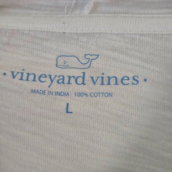 Vineyard Vines 2024 White Long Sleeve Cotton Rounded Hem Hooded Tee Shirt Size L - Picture 7 of 9